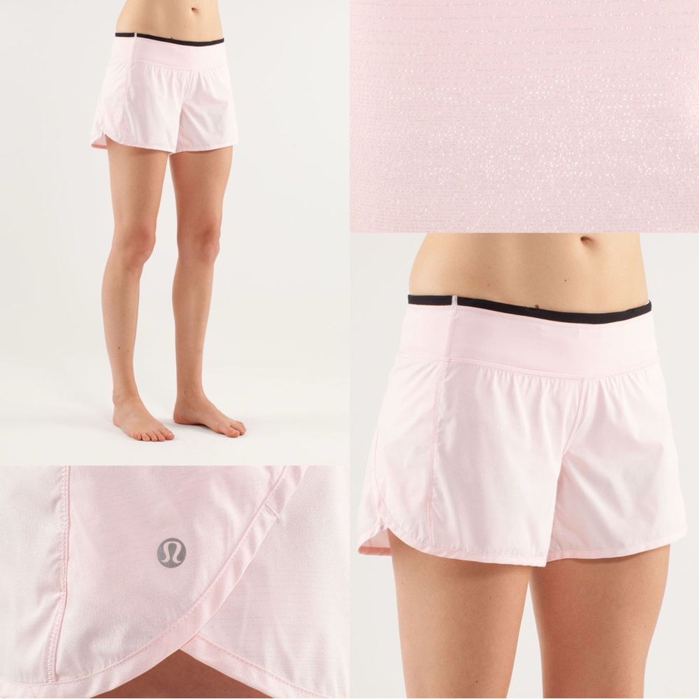 RARE Lululemon Turbo Run Short Blush Quartz / Black W7303S Size 4‎